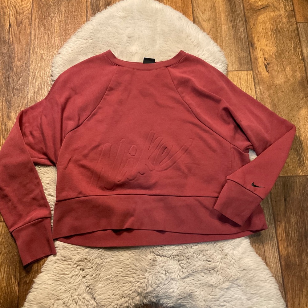 Nike Crew Sweatshirt Size Large Logo Embossed Mauve Plum‎ Long Sleeve Shirt